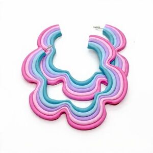 Rainbow Flower Stud Hoop - Handmade Earrings